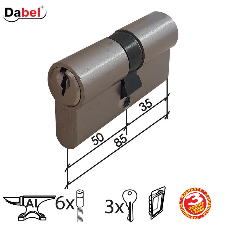 Cilindar za vrata CL2036 Nikl 85mm(35-50)  3K DBP1